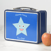 Helderblauwe Feestster Custom Metalen Lunchbox (In situ)