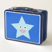 Helderblauwe Feestster Custom Metalen Lunchbox (Achterkant)