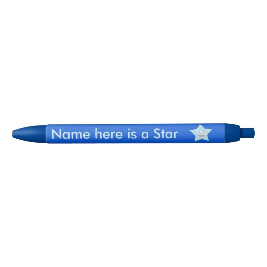 Helderblauwe feeststip Aangepaste pen (Voorkant)