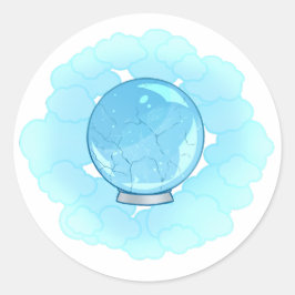 Helderblauwe Gebarsten Kristallen Bal Ronde Sticker