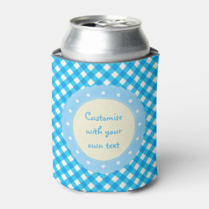 Helderblauwe Gingham Aangepaste Tekst Blikjeskoeler