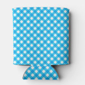 Helderblauwe Gingham Aangepaste Tekst Blikjeskoeler (Achterkant)