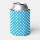 Helderblauwe Gingham Aangepaste Tekst Blikjeskoeler (Blikje Achterkant)