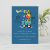 Helderblauwe Giraffe in Boerderij Tractor Boys Ver Bedankkaart (Staand voorkant)