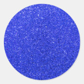Helderblauwe glitter ronde sticker (Voorkant)