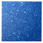 Helderblauwe glitter Sparkles Tegeltje (Voorkant)