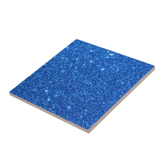 Helderblauwe glitter Sparkles Tegeltje (Zijkant)