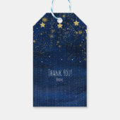 Helderblauwe & Gouden Sterrenhemel Feestartikel Cadeaulabel (Achterkant)