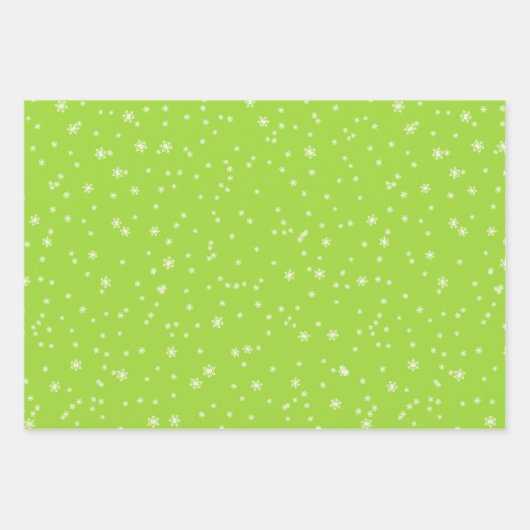Helderblauwe, groene en rode wintersneeuwvlokken inpakpapier vel (Voorkant 3)