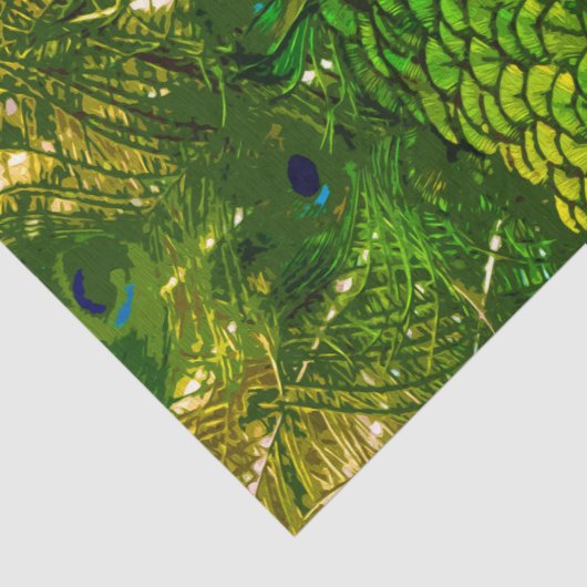 Helderblauwe & groene Pauw Veren Kleurrijke Vogel Tissuepapier (Detail)