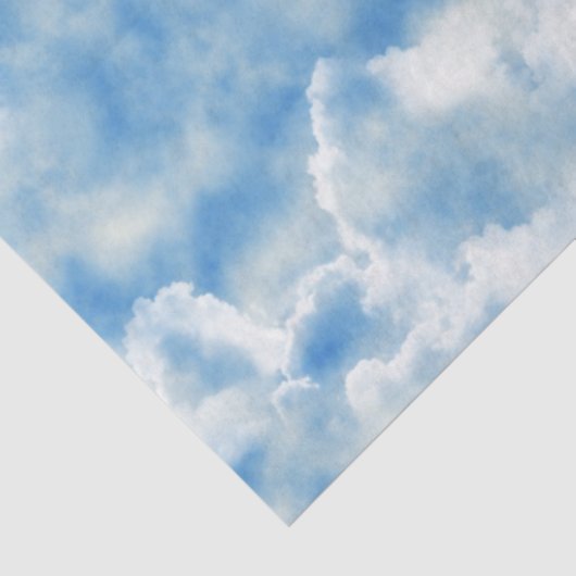 Helderblauwe hemel met vloeiende witte wolken tissuepapier (Detail)