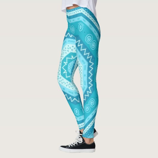 Helderblauwe hemelmedaillon leggings (Links)