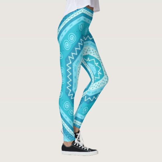 Helderblauwe hemelmedaillon leggings (Rechts)