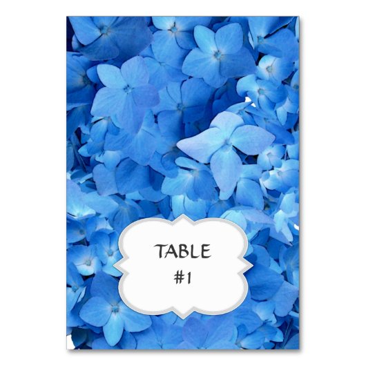 Helderblauwe hortensia tafel / plaats kaarten (Voorkant)