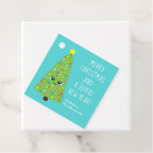 Helderblauwe Kawaii Kerstboom Vrolijk kerstcadeau Bedankjes Labels (In situ)