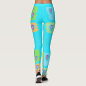 Helderblauwe Leggings met hartjes (Achterkant)