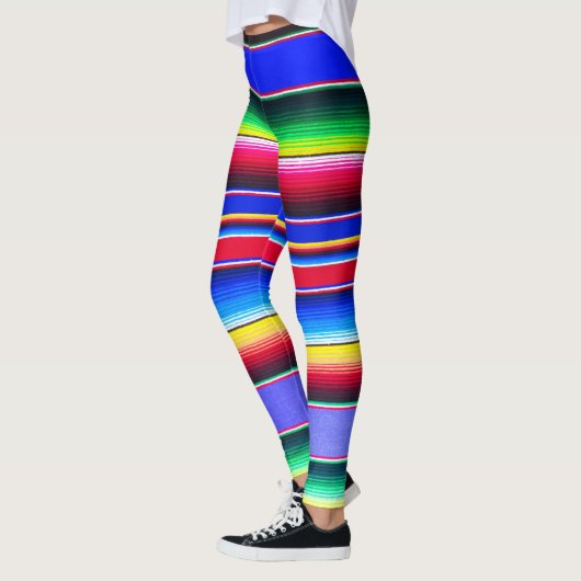 Helderblauwe Leggings met streepjes (Links)