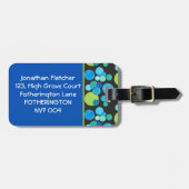 Helderblauwe manen, Bagagelabel, blauw, groen, zwa Bagagelabel (Voorkant horizontaal)