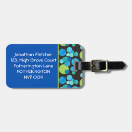 Helderblauwe manen, Bagagelabel, blauw, groen, zwa Bagagelabel