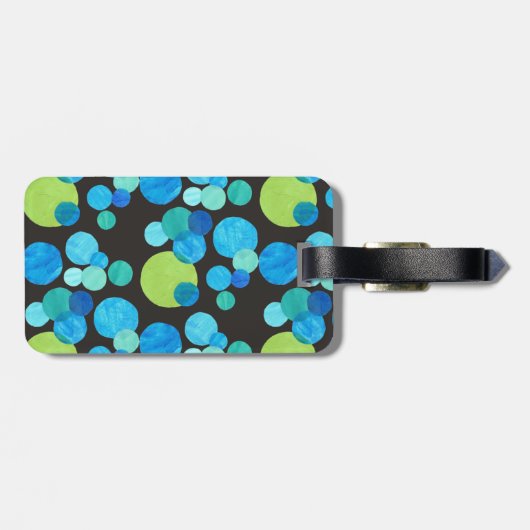 Helderblauwe manen, Bagagelabel, blauw, groen, zwa Bagagelabel (Achterkant horizontaal)
