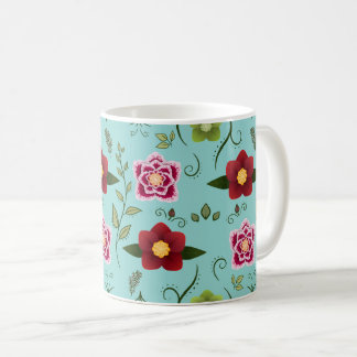Helderblauwe Maximalistische Hellebore Bloemen Koffiemok