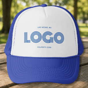 Helderblauwe moderne rechthoekige logo promo trucker pet