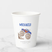 Helderblauwe monstertruck papieren bekers (Voorkant)