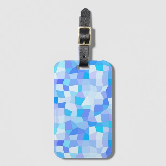 Helderblauwe mozaïek bagagelabel (Voorkant (verticaal))
