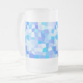 Helderblauwe mozaïek matglas bierpul (Voorkant links)