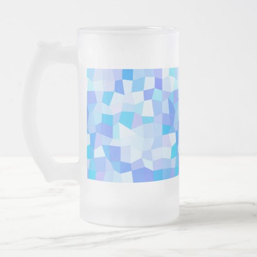 Helderblauwe mozaïek matglas bierpul (Links)