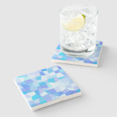 Helderblauwe mozaïek stenen onderzetter (Zijkant)