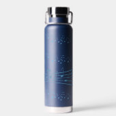 Helderblauwe Muzieknoten waterflesje Waterfles (Achterkant)