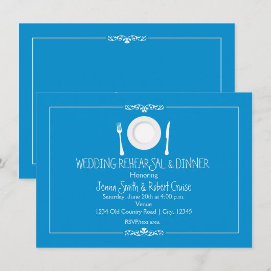 Helderblauwe repetities kaart (Voorkant / Achterkant)