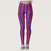 Helderblauwe rode clown gouden strepen leggings (Voorkant)