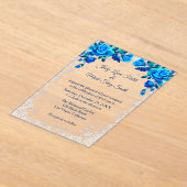 Helderblauwe Rozen Sneeuwvlok Kerst Acryl Uitnodigingen (Laagn)