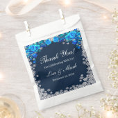 Helderblauwe Rozen Sneeuwvlok Kerstbruiloft Bedankzakje (Geknipt)