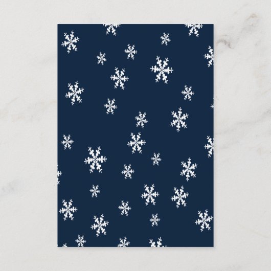 Helderblauwe Rozen Sneeuwvlok Kerstreceptie Informatiekaartje (Achterkant)