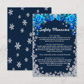 Helderblauwe Rozen Sneeuwvlok Veiligheidsmaatregel Informatiekaartje (Voorkant / Achterkant)