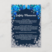Helderblauwe Rozen Sneeuwvlok Veiligheidsmaatregel Informatiekaartje (Voorkant)