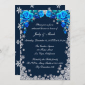 Helderblauwe Rozen Snowflake repetitie diner Kaart (Voorkant / Achterkant)