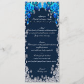 Helderblauwe Rozens Sneeuwvlok Kerst Huwelijksmenu Menu (Voorkant)