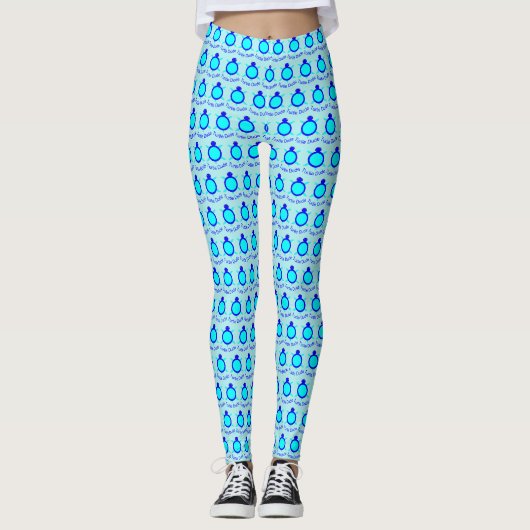 Helderblauwe schildpad Leggings (Voorkant)