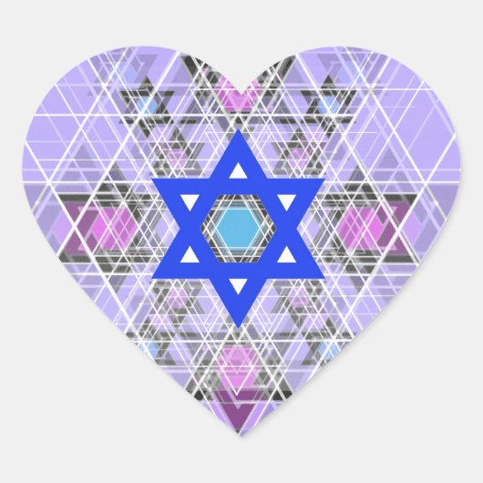 Helderblauwe ster. hart sticker (Voorkant)