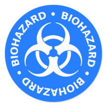 Helderblauwe Sticker voor waarschuwing voor biogev