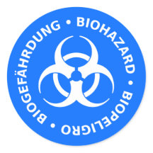 Helderblauwe Sticker voor waarschuwing voor biogev