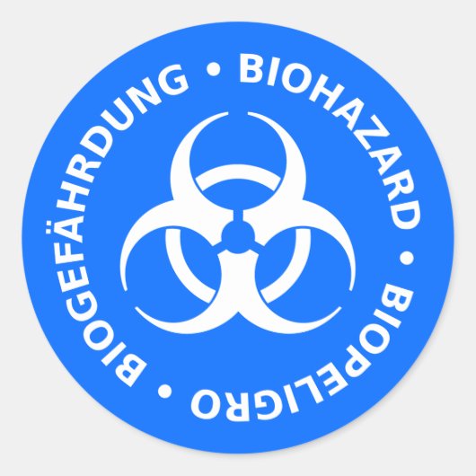 Helderblauwe Sticker voor waarschuwing voor biogev (Voorkant)