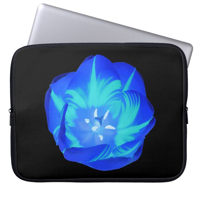 Helderblauwe Tulp Laptop Tas (Voorkant)
