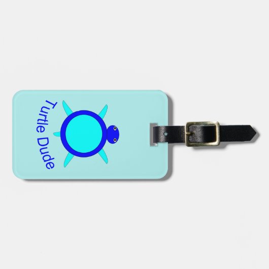 Helderblauwe Turtle Dude Bagage Label (Voorkant horizontaal)