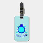 Helderblauwe Turtle Dude Bagage Label (Voorkant verticaal)