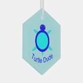 Helderblauwe Turtle Dude Glas Ornament (Voorkant Rechts)